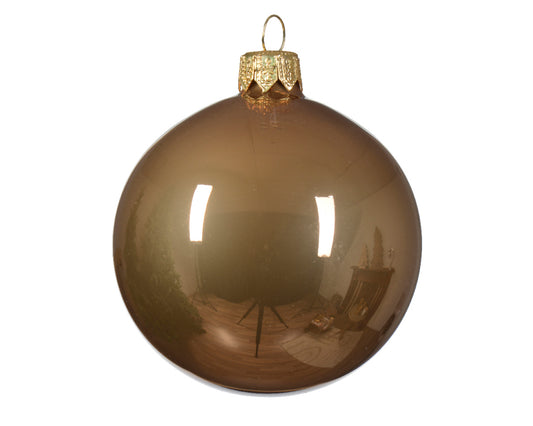 Enamel Brown Ginger Glass Christmas Ball 8cm