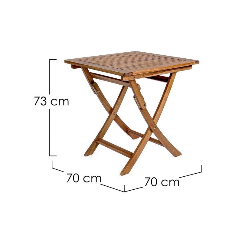 Mesa plegable para exterior Noemi en madera de acacia 70x70x h73 cm Iperbriko