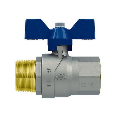 P.T. ball valve with male-female Evolution butterfly