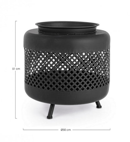 Efesto black metal garden furniture brazier