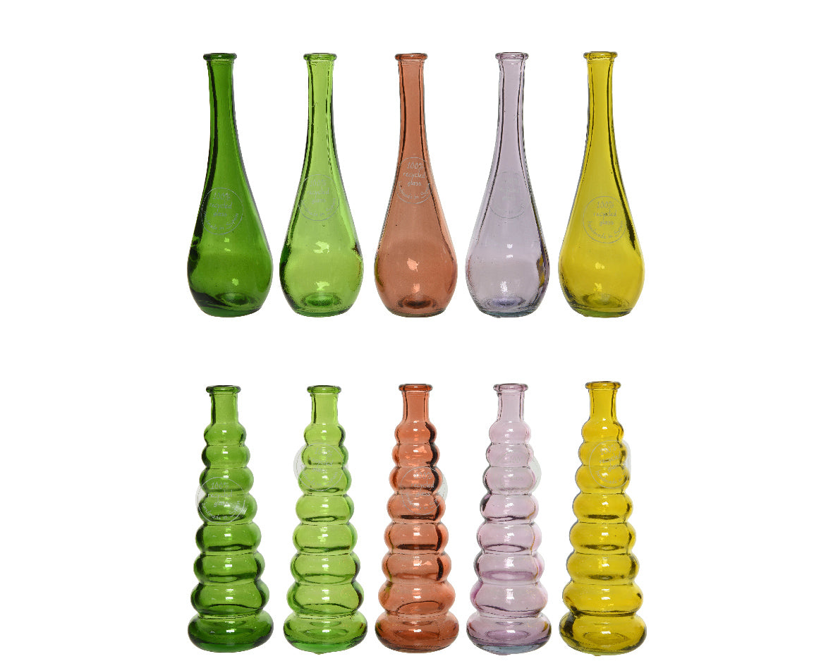 Vase aus recyceltem Glas, 10 verschiedene Farben