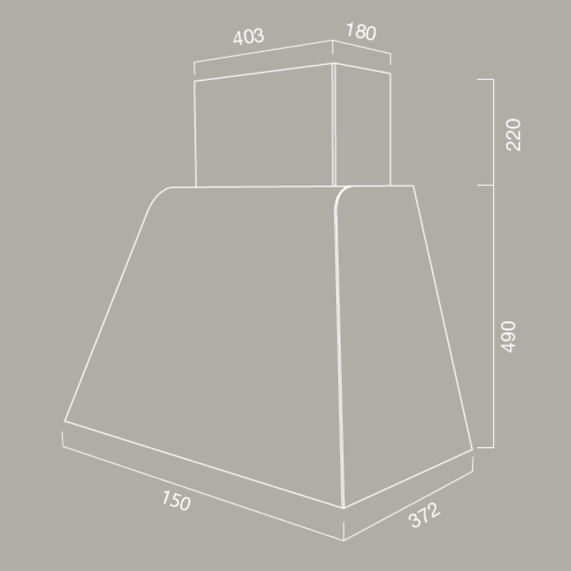 BRIO METAL Dunstabzugshaube aus brüniertem Edelstahl 150 cm