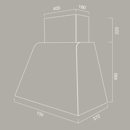 BRIO METAL Dunstabzugshaube aus brüniertem Edelstahl 150 cm