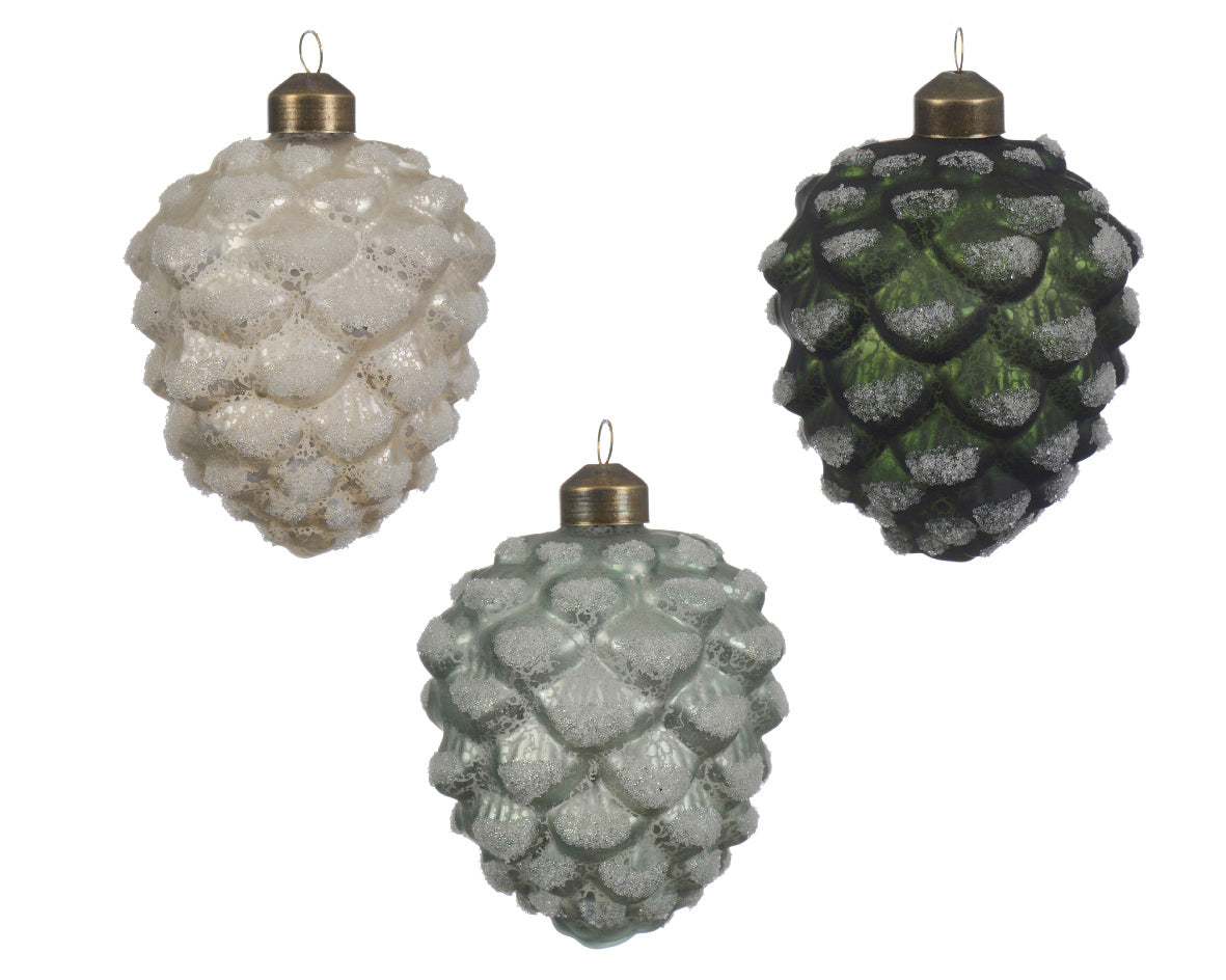 Assorted Antique Glass Pinecone Beads - 3 Colors - 10cm H x 7cm Ø