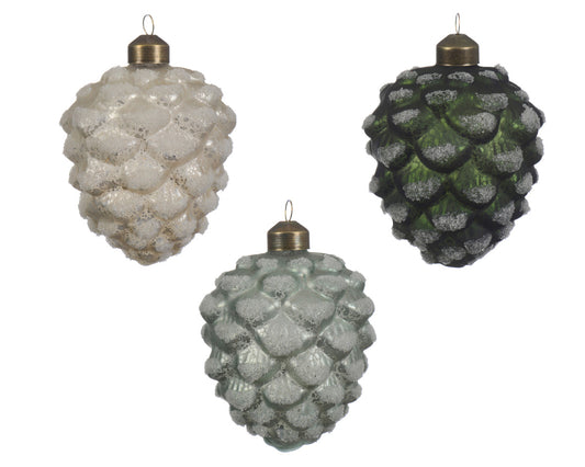 Assorted Antique Glass Pinecone Beads - 3 Colors - 10cm H x 7cm Ø