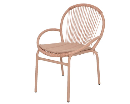 Silla Salento Con Cojín Mimbre Rosa Exterior