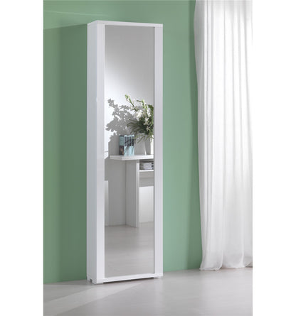 Cabinet With Mirror Frame Door Seven Shelves white mirror frame white