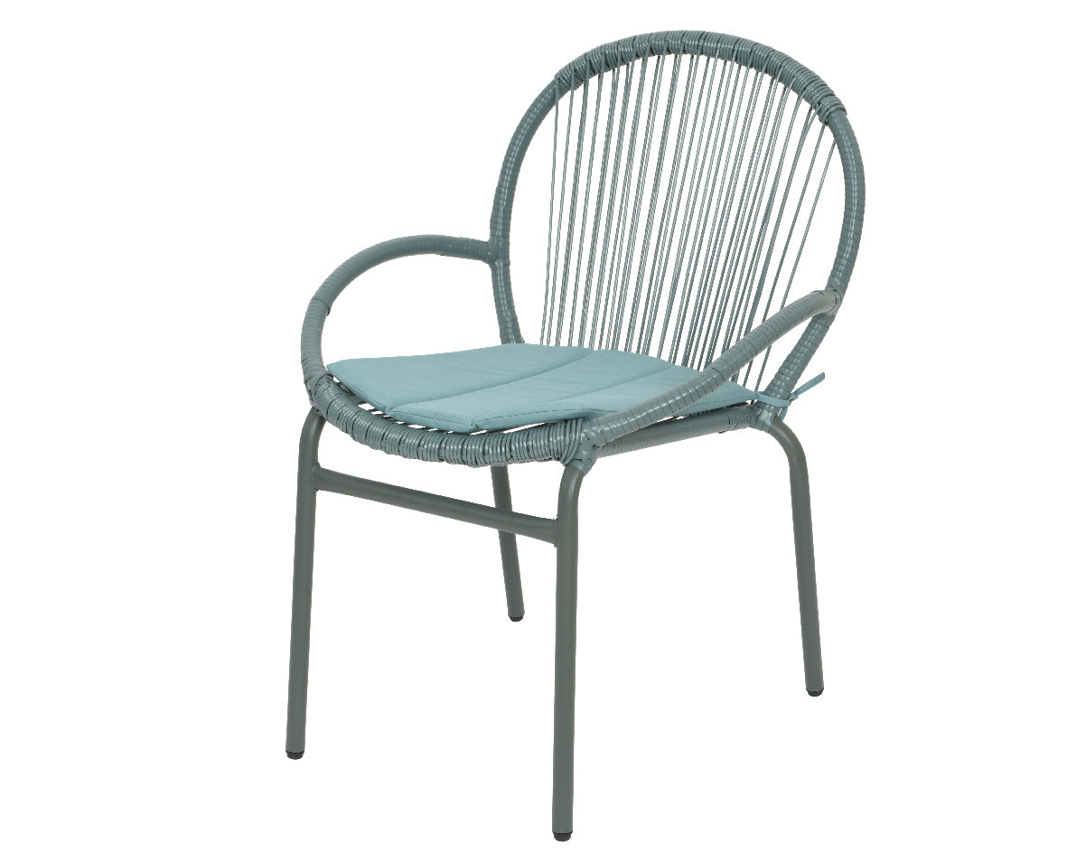 Salento Chair With Green Outdoor Wicker Cushion