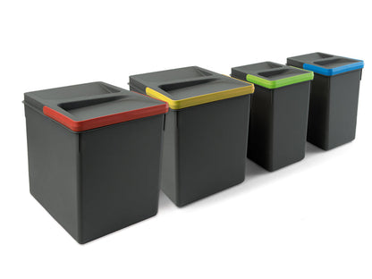 Differentiated waste bin with 4 containers, height 26.6 cm.