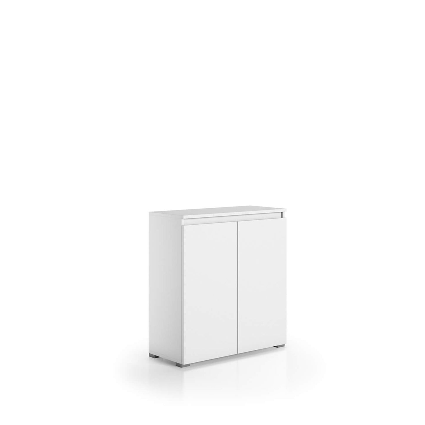 Multipurpose Cabinet With 2 Doors Groove Handle 3 Adjustable Shelves white