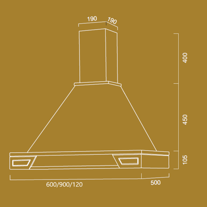 GINEVRA white rustic kitchen hood with ash-coloured inlaid wooden frame 90 cm