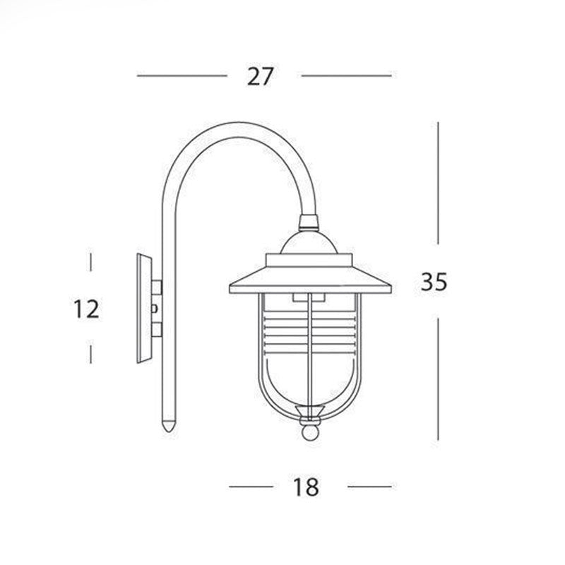 Wall lamp with rust-colored die-cast aluminum structure 27xh.35 cm