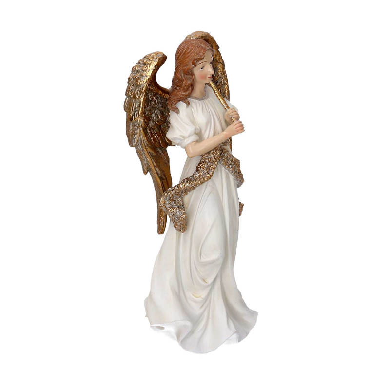 Angel in white resin and gold 12.5x11.5x25.5 cm