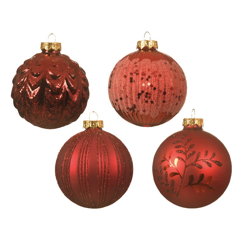 Red Christmas balls assorted matte glossy Ø8 cm