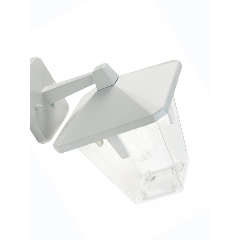 Aplique de pared de aluminio inyectado blanco con difusor de termoplástico transparente. h. 29 cm