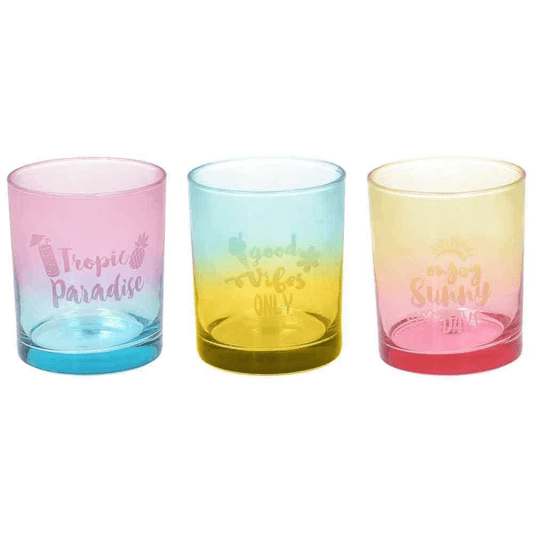 Set of 3 Glasses 280 Cc Multicolor Glass Sunset Line