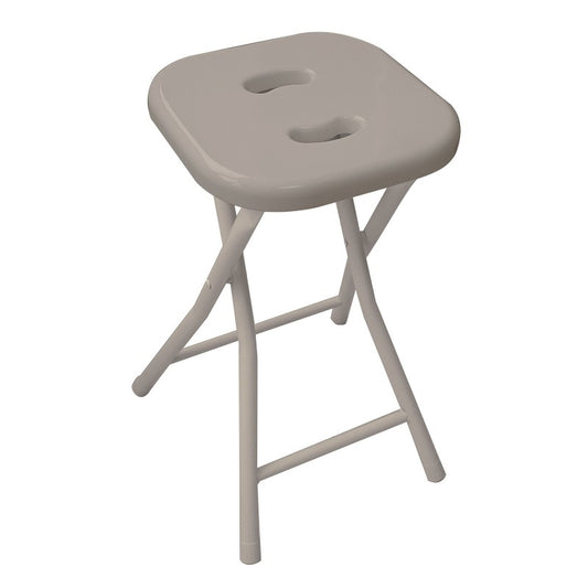 Gedy foldable stool in resin, metal and chrome with light dove gray seat.