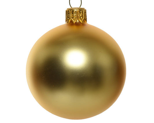 Weihnachtskugel aus mattem Glas in hellem Gold ø 6cm