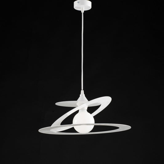 Suspension chandelier in white iron laser cut, one light diameter 40x h18 cm