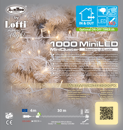 Bandkette ø6cm NTLG 1000 MiniLED Weißes Kabel 4+30,5m Weihnachtsbeleuchtung