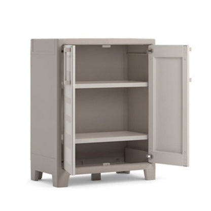 Low resin cabinet two doors three shelves Beige GULLIVER 80x44x h100 cm