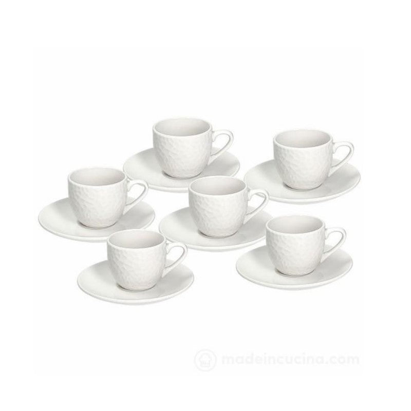 Kaffeetasse mit Untertasse aus weißem GOLF Porzellan 6er Set