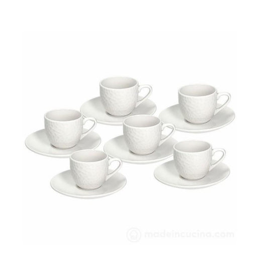 Juego de 6 tazas de café de porcelana blanca con platillo GOLF