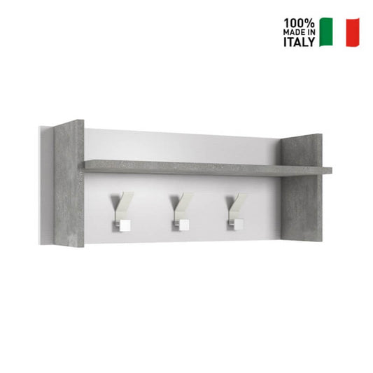 Clothes Hanger Panel With Large Shelf And 3 Cement White Hooks