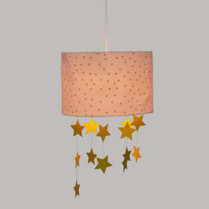 Pantalla de suspensión rosa con estrellas Ø30xH20 cm