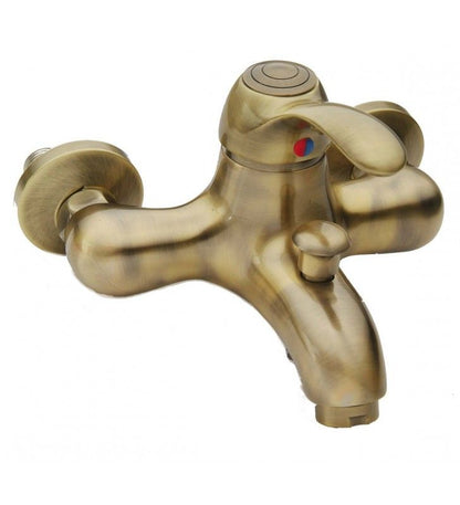 Bathtub faucet from the Distri series in old brass with accessories.