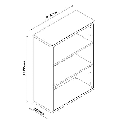 Low Bookcase with 2 Adjustable Shelves - 111.90 cm x 81.60 cm x 35.70 cm