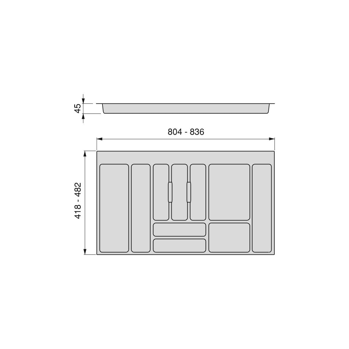 Universal cutlery tray in gray plastic - model M900