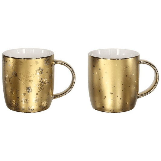 Taza Abombada 370 cc All Gold Gold Porcelana linea Christmas