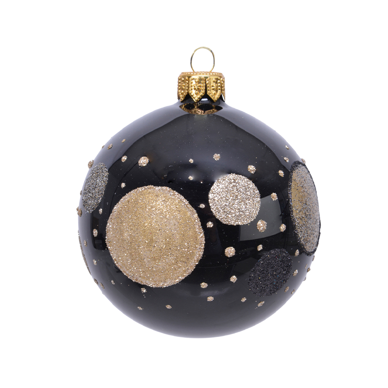 Black balls with glitter planets Ø8 cm