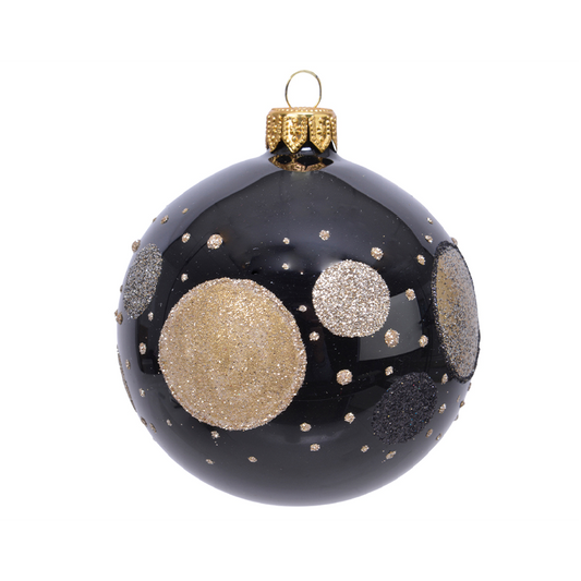 Black balls with glitter planets Ø8 cm