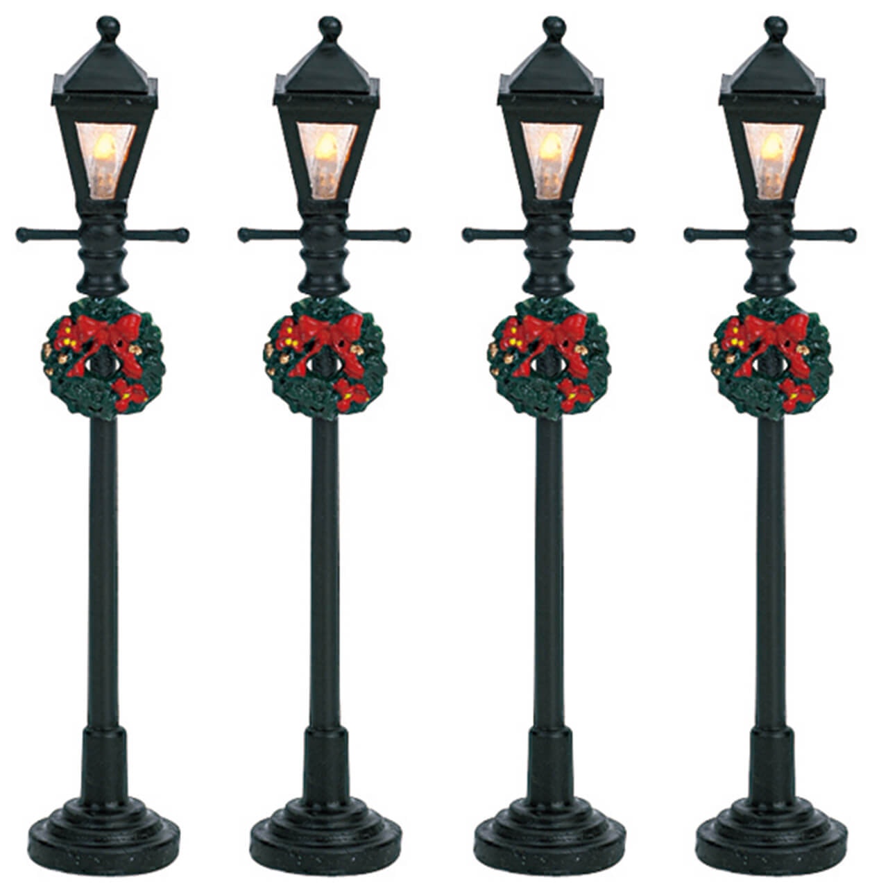 Lemax Set 4 Farolas de Gas 4,5V - Juego de 4 farolas de gas de 4,5V. para el pueblo navideño