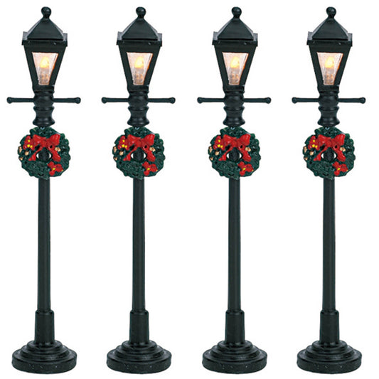 Lemax Set 4 Farolas de Gas 4,5V - Juego de 4 farolas de gas de 4,5V. para el pueblo navideño