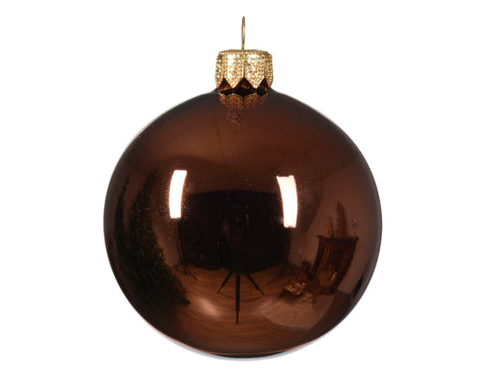 Coffee-colored Glass Jeweled Christmas Ornament ø 8cm