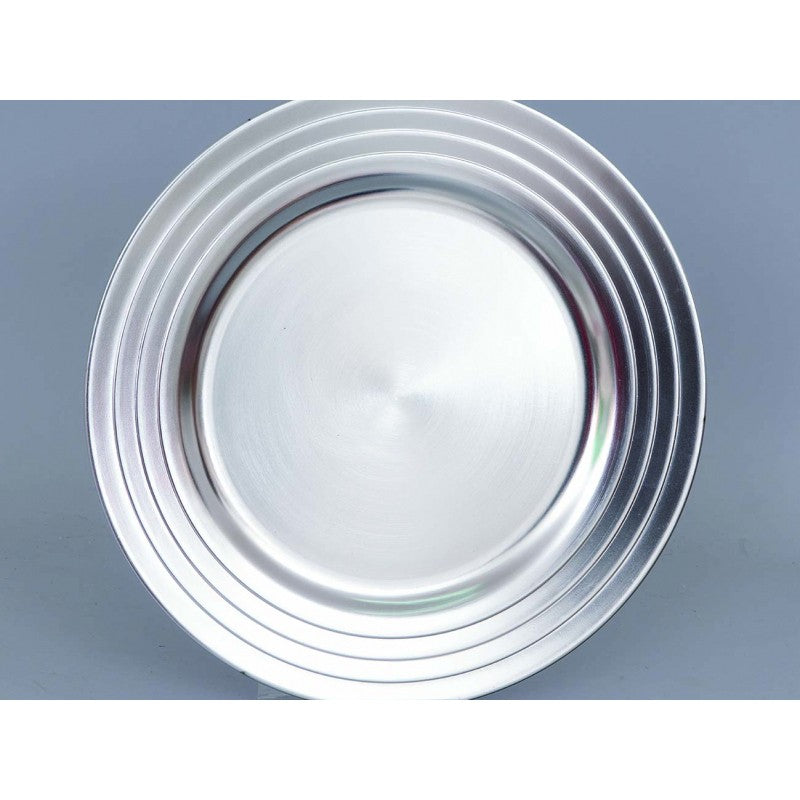 Plato de plástico color plata con borde 33 cm