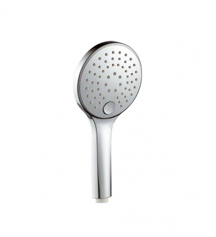 Three-jet chromed hand shower with control button - Koleos series.