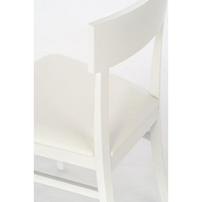 White Lacquered Wood Chair with Faux Leather Seat 445xh. 82 cm