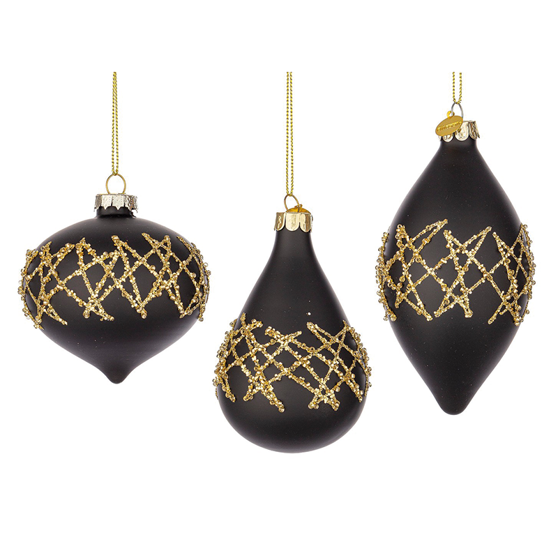 Assorted EMBELLISH black - gold glass pendants