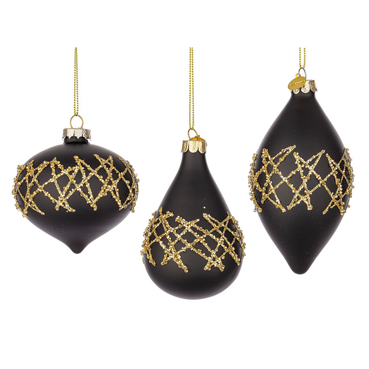 Assorted EMBELLISH black - gold glass pendants