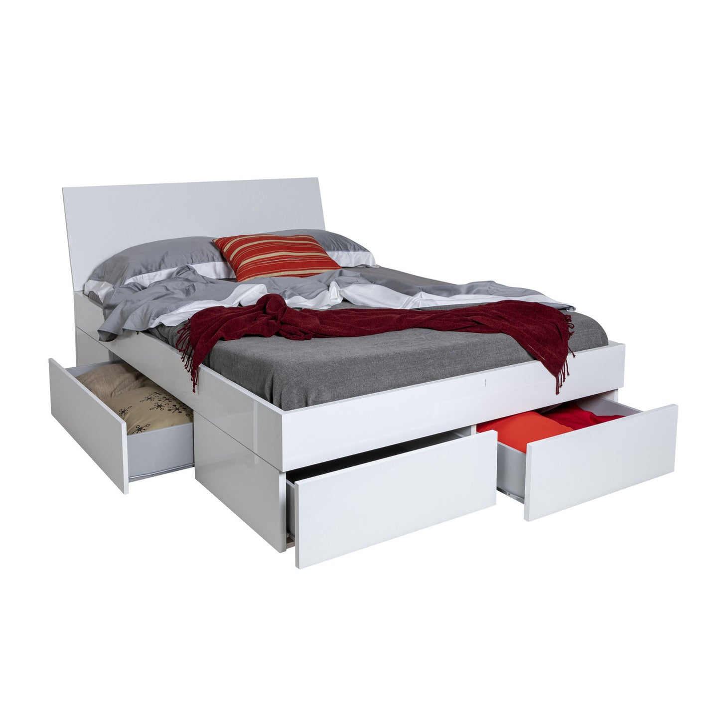 Queen Size Storage Bed with 4 Drawers 166x220x96H