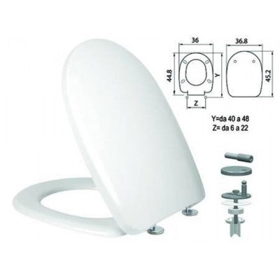 Toilet seat in thermosetting "Aqua" with stainless steel hinges H341 - Ferr 410823.