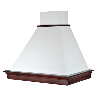 Campana extractora MARY de acero inoxidable blanco y estructura de madera color tabaco 60 cm