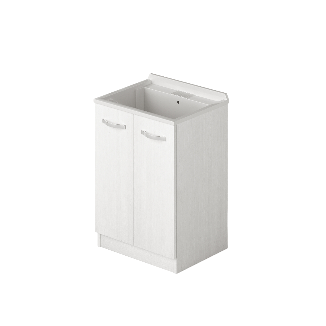 Laundry sink cabinet with 2 doors, White color H86x61x50cm