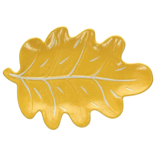 Plate 25 Cm X 17 Cm X H 3 Cm Yellow Porcelain Leaf