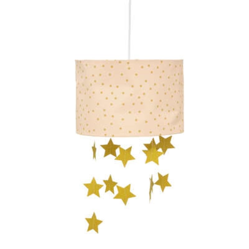 Pink suspended lampshade with stars Ø30xH20 cm