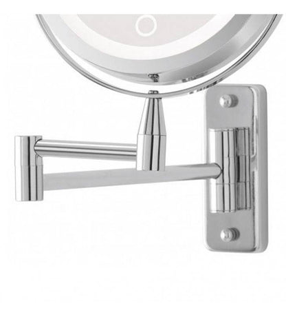 Chrome wall mirror with led d:17cm - Idroclic